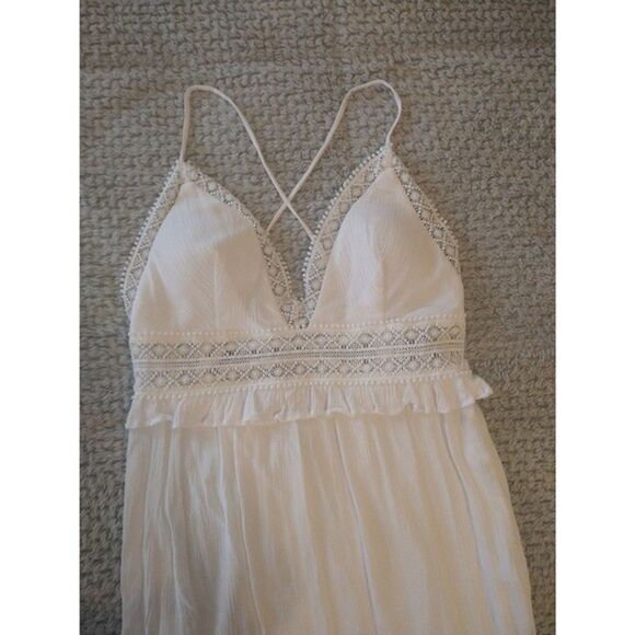 Shero  Lace Ruffled  maxi sleeveless  dress Md White Boho Cottage Core Beachy - Picture 8 of 11